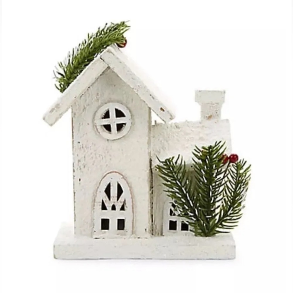 Snowy LED Christmas Winter House, Country Farmhouse Decor